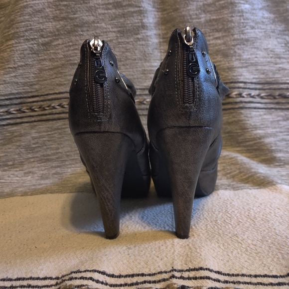 G By Guess Dark Silver Heeled Ankle Boots - Picture 6 of 12